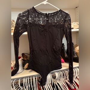 bebe Black Lace Bodysuit with Sheer Details